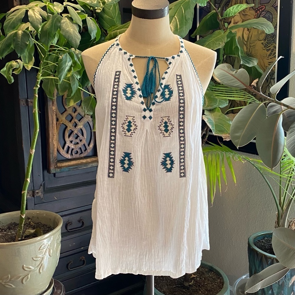 Revolve Raga muslin southwest crossstitch tank top